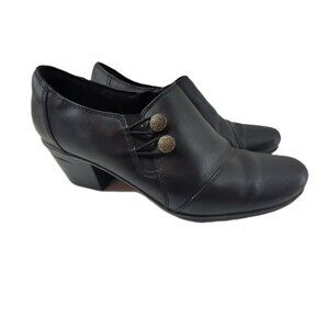Clark's Ankle Booties Women's 10M Black Side Zip Block Heel